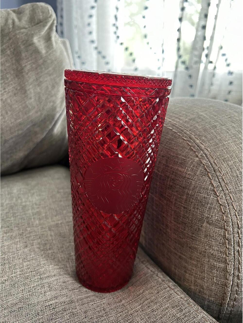 Starbucks 2022 Holiday Tumbler Merlot Red Jeweled 24 oz Venti NO STRAW